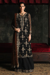 3 Pc Embroidered Dyed Chiffon CA26-01 - PSOK