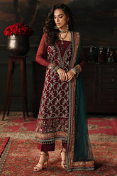 3 Pc Embroidered Dyed Chiffon CA26-05 PSOK