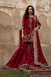 3-PC Embroidered Chiffon Suit CMA-6-226