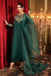 3-PC Embroidered Organza Shirt with Organza Dupatta and Trouser CMA-4-0010-A Green