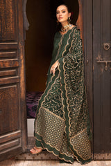 3-PC Embroidered Raw-Silk Suit CMA-5-139 GREEN