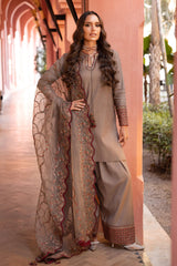 3-PC EMBROIDERED RAW-SILK SUIT CMA-5-130