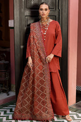 3-PC EMBROIDERED RAW-SILK SUIT CMA-5-140