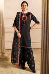 3-PC Embroidered Raw-Silk Shirt with Embroidered Organza Dupatta and Trouser CMA-4-083