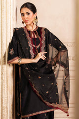 3-PC Embroidered Raw-Silk Shirt with Embroidered Organza Dupatta and Trouser CMA-4-083