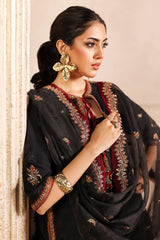 3-PC Embroidered Raw-Silk Shirt with Embroidered Organza Dupatta and Trouser CMA-4-083