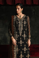 3 Pc Embroidered Dyed Chiffon CA26-01 - PSOK