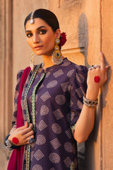 3-PC Embroidered Raw-Silk Shirt with Embroidered Chiffon Dupatta and Trouser CMA-4-066