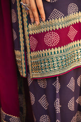 3-PC Embroidered Raw-Silk Shirt with Embroidered Chiffon Dupatta and Trouser CMA-4-066