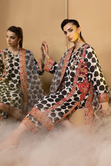 3-Pc Embroidered Printed Raw Silk Shirt With Organza Duppata and Qlot Trouser STM-4-18