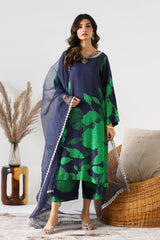 3-PC Printed Raw-Silk Shirt with Organza Dupatta and Trouser CPM-4-216