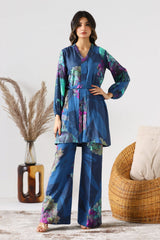 2-PC Printed Raw-Silk Shirt with Trouser CPM-4-211