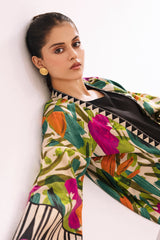 2-Pc Raw-Silk Printed  Jacket with Trouser CPM-4-229