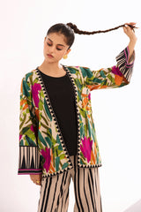 2-Pc Raw-Silk Printed  Jacket with Trouser CPM-4-229