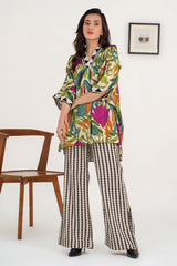 2-PC Printed Raw-Silk Shirt with Trouser CPM-4-276