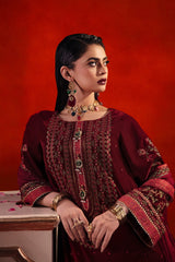 3-PC Embroidered Velvet Shirt with Embroidered Chiffon Dupatta and Trouser VVT-4-201