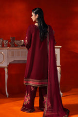 3-PC Embroidered Velvet Shirt with Embroidered Chiffon Dupatta and Trouser VVT-4-201