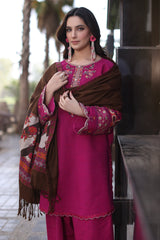 3-PC Stitched Embroidered Khaddar Collection with Dyed Wool Shawl CNW4-01 P