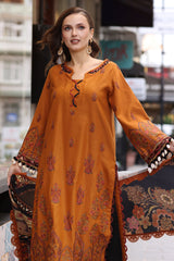 3-PC Stitched Embroidered Leather Shirt with Printed Wool Shawl PS4-04 P