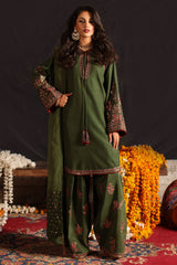 3-PC Embroidered Raw-Silk Shirt with Embroidered Organza Dupatta and Shalwar CMA-4-098