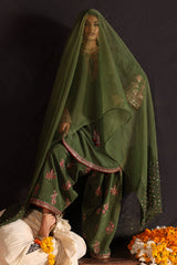 3-PC Embroidered Raw-Silk Shirt with Embroidered Organza Dupatta and Shalwar CMA-4-098