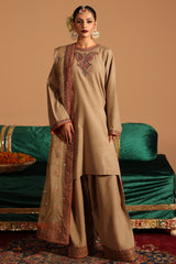 3-PC Embroidered Raw-Silk Shirt with Embroidered Organza Dupatta and Trouser CMA-4-108