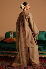 3-PC Embroidered Raw-Silk Shirt with Embroidered Organza Dupatta and Trouser CMA-4-108