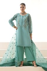 3-PC Embroidered Organza Shirt with Embroidered Organza Dupatta and Trouser CMA-4-252