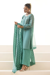 3-PC Embroidered Organza Shirt with Embroidered Organza Dupatta and Trouser CMA-4-252