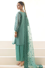 3-PC Embroidered Organza Shirt with Embroidered Organza Dupatta and Trouser CMA-4-252