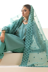 3-PC Embroidered Organza Shirt with Embroidered Organza Dupatta and Trouser CMA-4-252