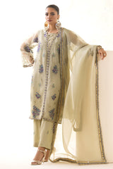 3-PC Embroidered Organza Shirt with Embroidered Organza Dupatta and Trouser CMA-4-0024