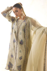 3-PC Embroidered Organza Shirt with Embroidered Organza Dupatta and Trouser CMA-4-0024