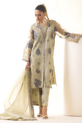 3-PC Embroidered Organza Shirt with Embroidered Organza Dupatta and Trouser CMA-4-0024