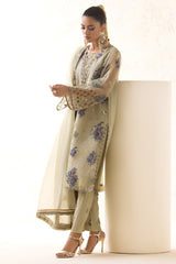 3-PC Embroidered Organza Shirt with Embroidered Organza Dupatta and Trouser CMA-4-0024