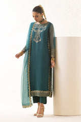 3-PC Embroidered Organza Shirt with Embroidered Organza Dupatta and Trouser CMA-4-0036