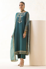 3-PC Embroidered Organza Shirt with Embroidered Organza Dupatta and Trouser CMA-4-0036