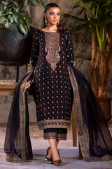 3-PC Embroidered Organza Shirt with Embroidered Organza Dupatta and Trouser CMA-4-0050 Black