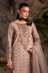 3-PC Embroidered Organza Shirt with Embroidered Organza Dupatta and Trouser CMA-4-0050 Cheku