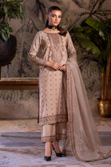 3-PC Embroidered Organza Shirt with Embroidered Organza Dupatta and Trouser CMA-4-0050 Cheku