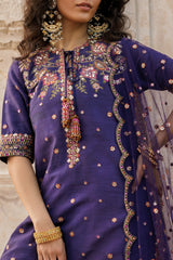 3-PC Embroidered Raw-Silk Suit CMA-5-040
