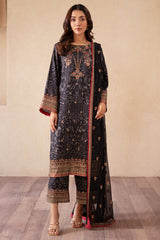 3-PC Embroidered Raw-Silk Shirt with Embroidered Chiffon Dupatta and Trouser CMA-4-113