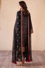 3-PC Embroidered Raw-Silk Shirt with Embroidered Chiffon Dupatta and Trouser CMA-4-113