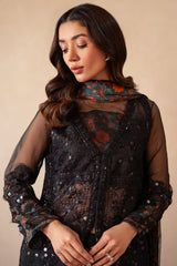 3-PC Embroidered Organza Shirt with Raw-Silk Sharara and Organza Dupatta CMA-4-03