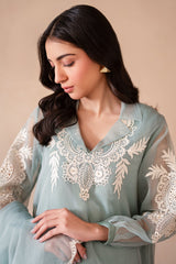 3-PC Embroidered Organza Shirt with Organza Dupatta and Trouser CMA-4-S12