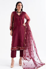 3-PC Embroidered Organza Shirt with Organza Dupatta and Trouser CMA-4-048