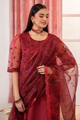 3-PC Embroidered Raw-Silk Suit CMA-5-119