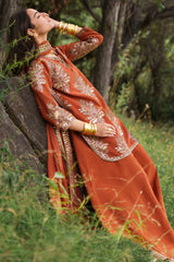 3-PC Embroidered Raw Silk CMA-6-441