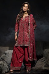 3-PC Embroidered Raw-Silk Suit CMA-4-117