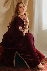 2-PC Embroidered Velvet Kaftaan with Trouser VVT4-08